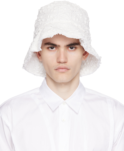 Comme Des Garçons Shirt 钩编针织棉渔夫帽 In White
