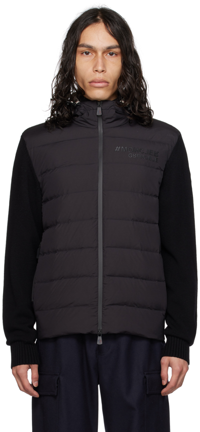 Moncler Black Paneled Down Jacket In 999 Black