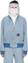 GIVENCHY BLUE JACQUARD DENIM HOODIE