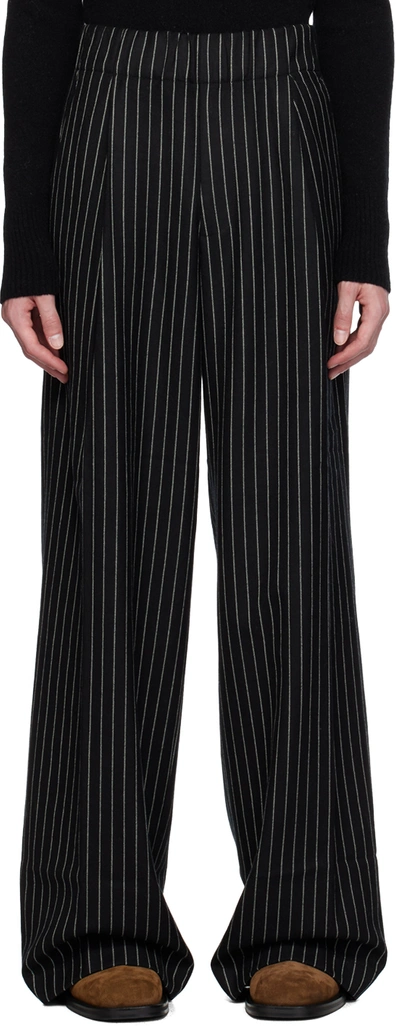 Dries Van Noten Black Striped Trousers In 900 Black