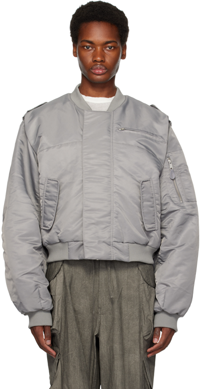 Entire Studios Gray A-2 Bomber Jacket In Tin | ModeSens