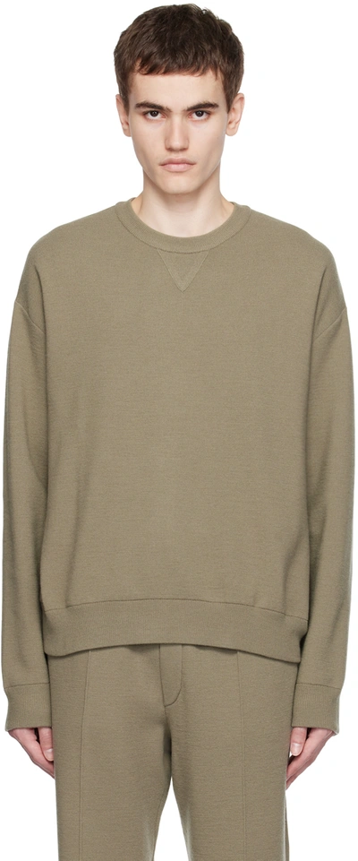 Solid Homme Khaki Crewneck Sweater In 329k Khaki