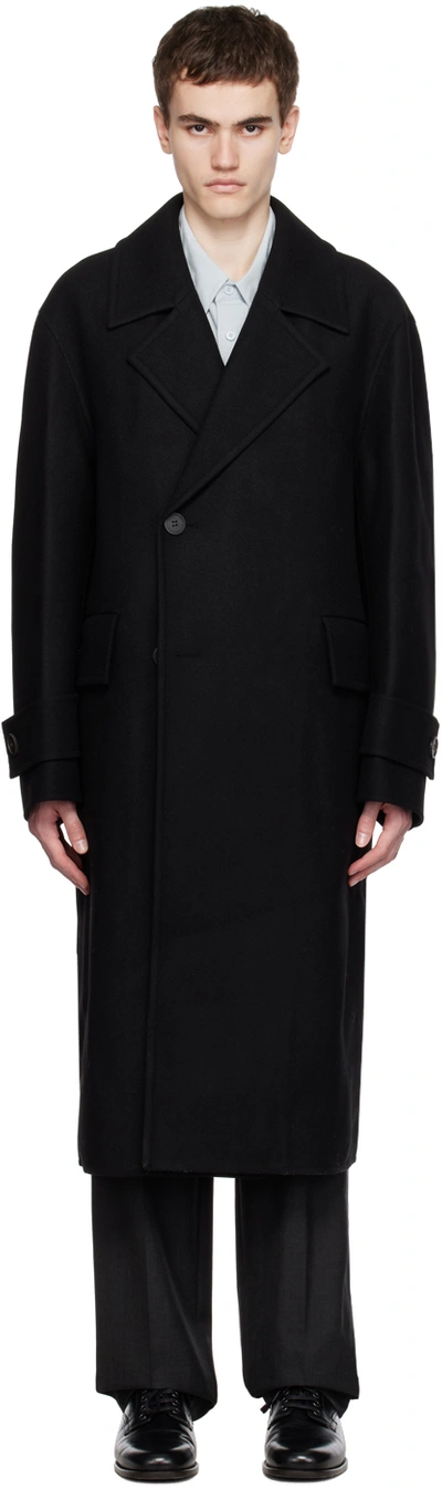 Solid Homme Grey Notched Lapel Coat In 111b Black