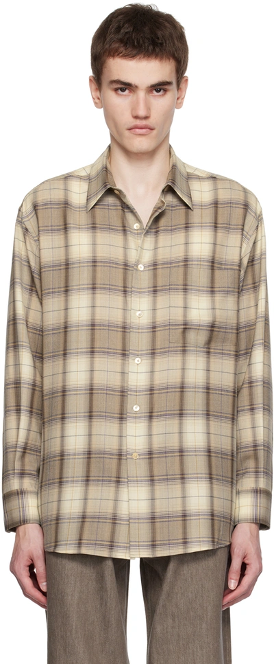 Auralee Brown Check Shirt In 24589245 Light Brown