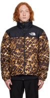 The North Face 1996 Nuptse Down Puffer Jacket In Brown Abstract Print-gray In Os3 Coal Brown Water