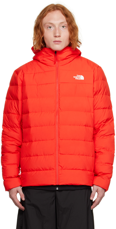 The North Face Red Aconcagua 3 Down Jacket In Fiery Red