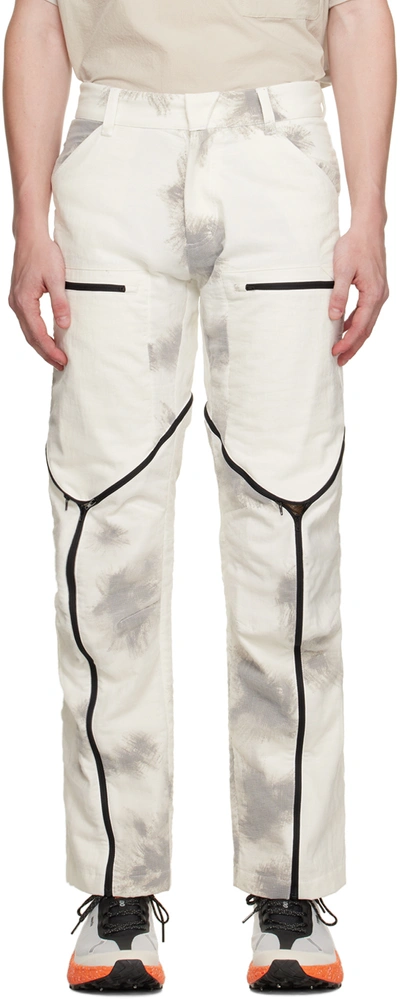 Olly Shinder White Tri Zip Cargo Trousers In Snow Camo