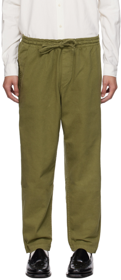 Ymc You Must Create Alva Cotton-herringbone Trousers In Green