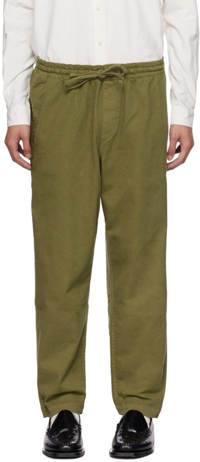 Ymc You Must Create Alva Cotton-herringbone Trousers In 30-olive