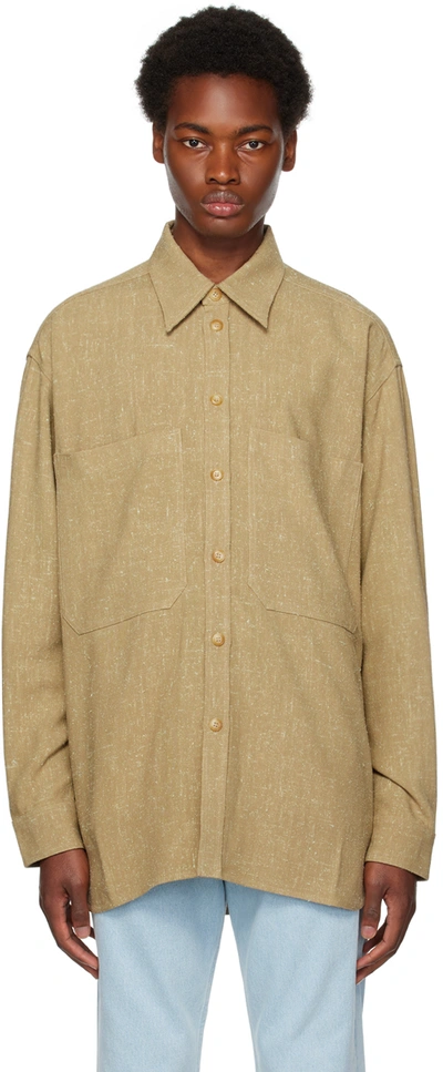 Nanushka Khaki Damir Shirt In Wax