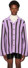 Nanushka Almar Striped Terry-cloth Shirt In Stripe Dark