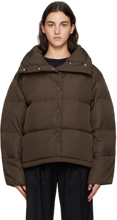Acne Studios Brown Quilted Down Jacket In Coffee Brown