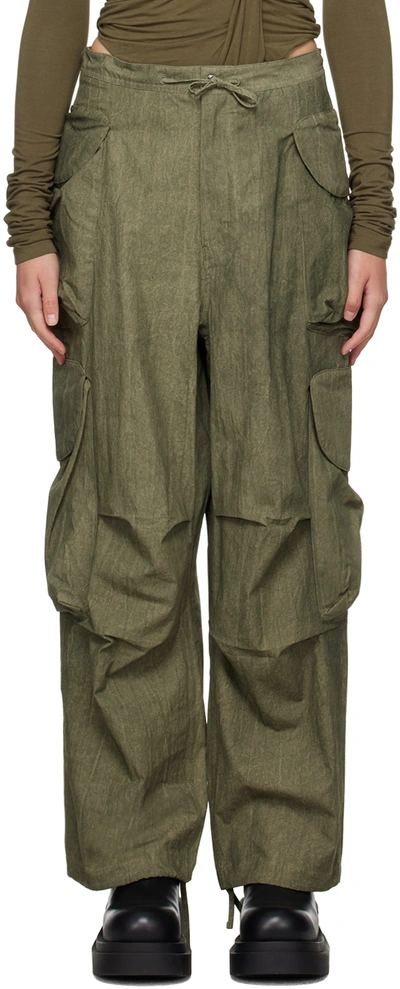Entire Studios Gocar Cotton Poplin Cargo Trousers In Green