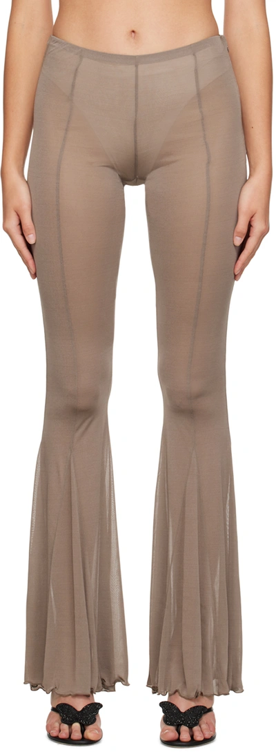 Blumarine Viscose Jersey Flared Trousers In Brown