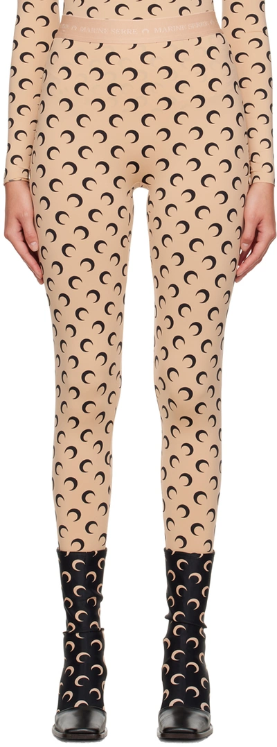 Marine Serre All Over Moon Pattern Leggings In Neutrals