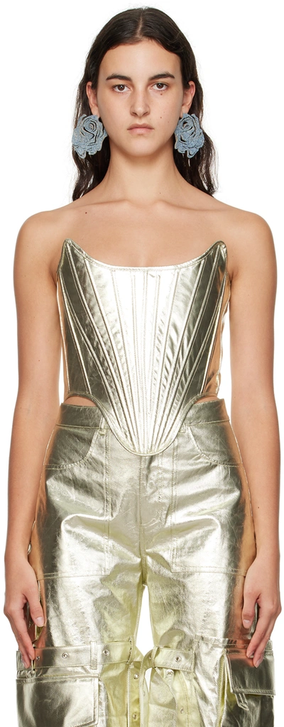 Marques' Almeida Gold Paneled Tank Top In Light Gold