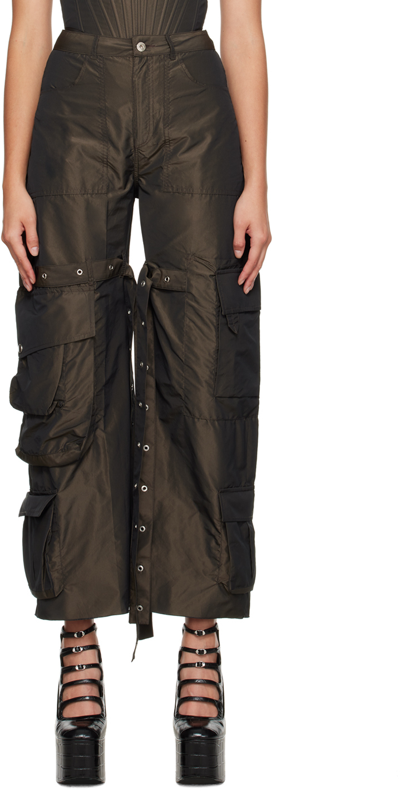 Marques' Almeida Brown Multipocket Trousers In Dark Brown