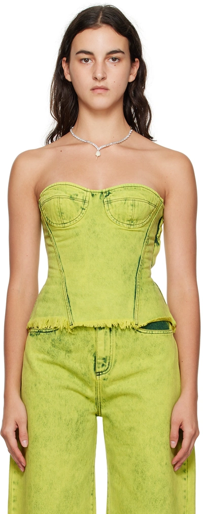 Marques' Almeida Green Paneled Tank Top In Lime