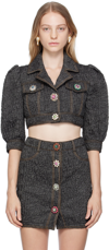 Moschino Structured Cropped Jacket With High-waisted Trousers In J1555 Black