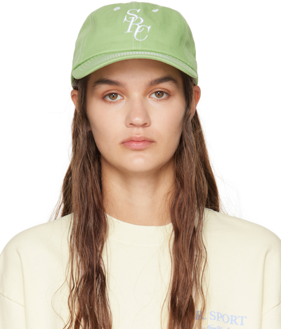 Sporty And Rich Embroidered Cotton Baseball Hat In Washed Kelly