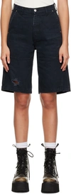 RHUDE BLACK PAINTER SHORTS