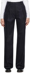 Loulou Studio Striped Casual Pants In Navy Stripes