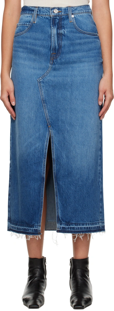 Frame The Midaxi Denim Skirt In Blue