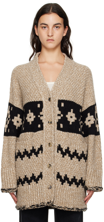 Khaite Oren Jacquard Cashmere Cardigan In Beige