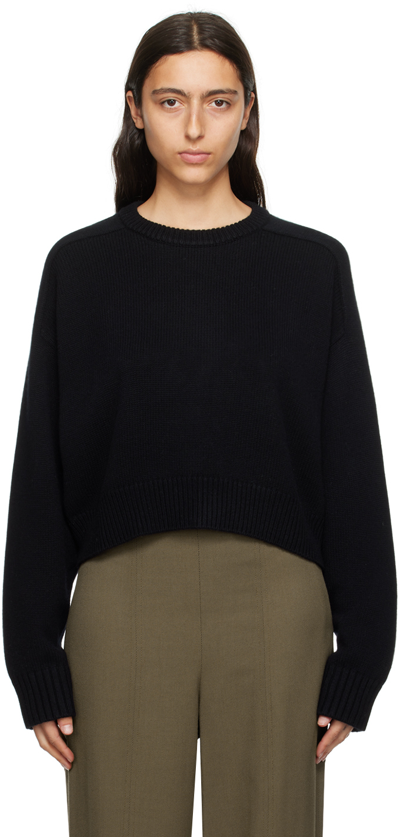 Loulou Studio Bruzzi Cropped Wool And Cashmere-blend Jumper In Black