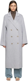 Loulou Studio Oversized Double-breasted Wool Coat In Grey Melange