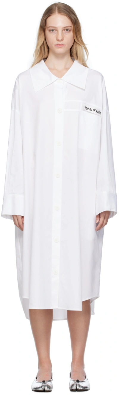 Kimhēkim Logo-patch Cotton Midi Shirtdress In White