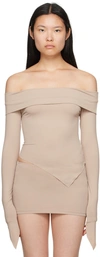 BINYA SSENSE EXCLUSIVE TAUPE ABRIL LONG SLEEVE T-SHIRT