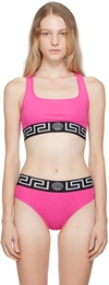 Versace Pink Greca Bra In Fuxia Black White