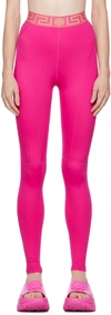 Versace La Greca Printed Waistband Leggings In Waterlily