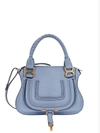 Chloé Marcie  Bag In Grained Leather In Blue
