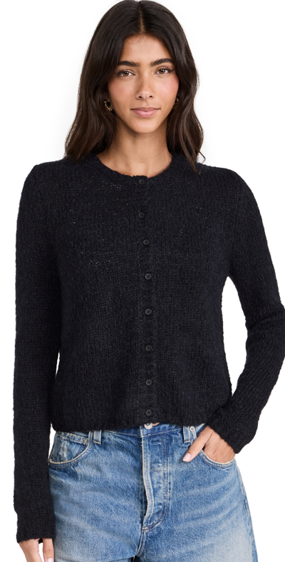 REFORMATION CLARA CREW ALPACA CARDIGAN BLACK