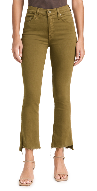 Mother The Insider Crop Step Fray Jeans In Green
