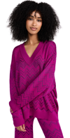 Missoni Zigzag-print V-neck Knit Sweater In Purple Wine