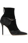 MALONE SOULIERS SADIE SUEDE, LEATHER AND LUREX BOOTS