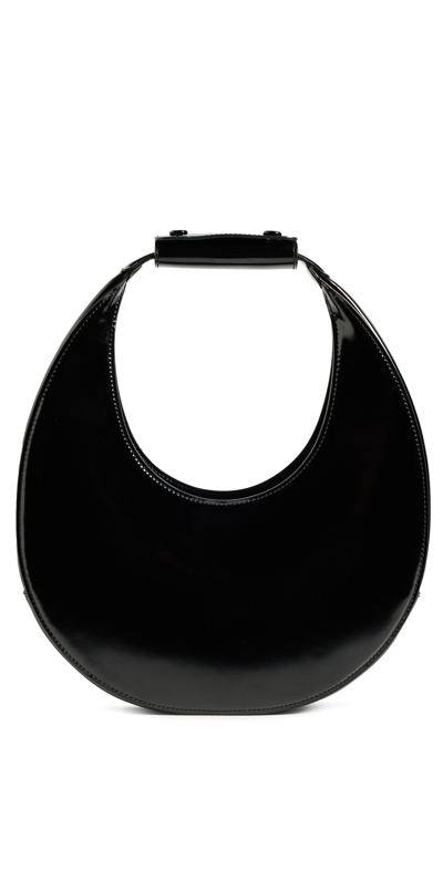 Staud Moon Leather Tote Bag In Black