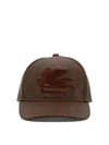 Etro Embroidered Paisley-print Coated Cotton-blend Canvas Baseball Cap In Burgundy