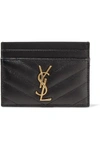 Saint Laurent Monogramme Quilted Textured-leather Cardholder In Black