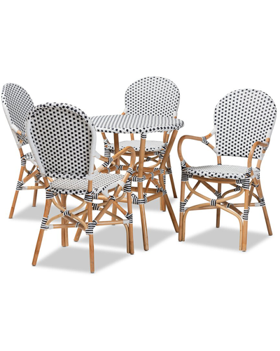 Baxton Studio Naila Classic French Plastic And Rattan 5pc Dining Set In Black