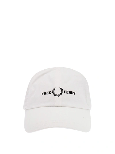 Fred Perry Embroidered Logo Baseball Cap In White