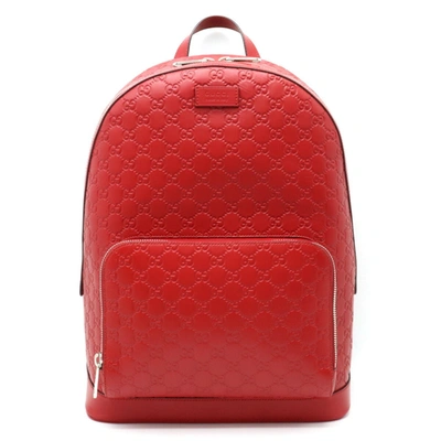 Gucci Ssima Red Leather Backpack Bag () | ModeSens