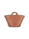 Marni Tropicalia Small Brown Handbag With Embossed Logo And Contrasting Stitch In Leather Woman In Brown