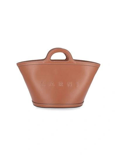 Marni Brown Leather Small Tropicalia Handbag