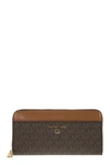 Michael Kors Jet Set Charm Leather Wallet In Brown