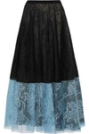 ERDEM NESRINE TWO-TONE LACE MIDI SKIRT