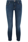 MOTHER LOOKER CROPPED FRAYED MID-RISE SKINNY JEANS